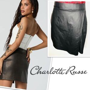 Charlotte Russe Asymmetrical Faux Leather Mini Skirt